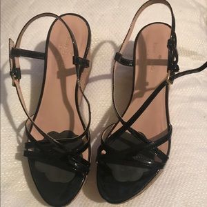 Kate Spade Patent Black Wedged Shoes